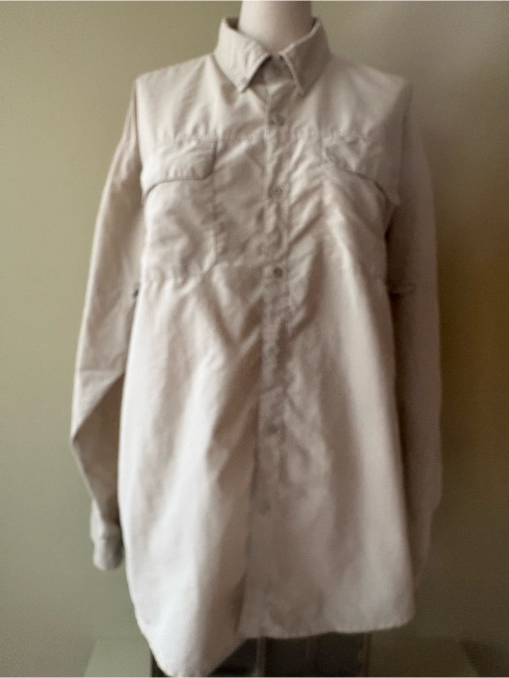 Naviskin quick dry sun protection Long Sleeve Button-Up Shirt Beige Sz L